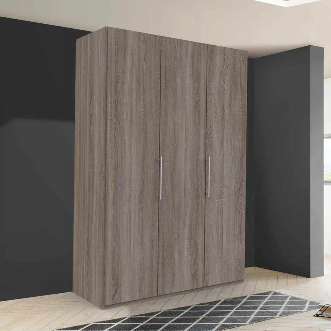 Moderner Schlafzimmerschrank in Eiche Trüffelfarben 2 türig günstig online kaufen