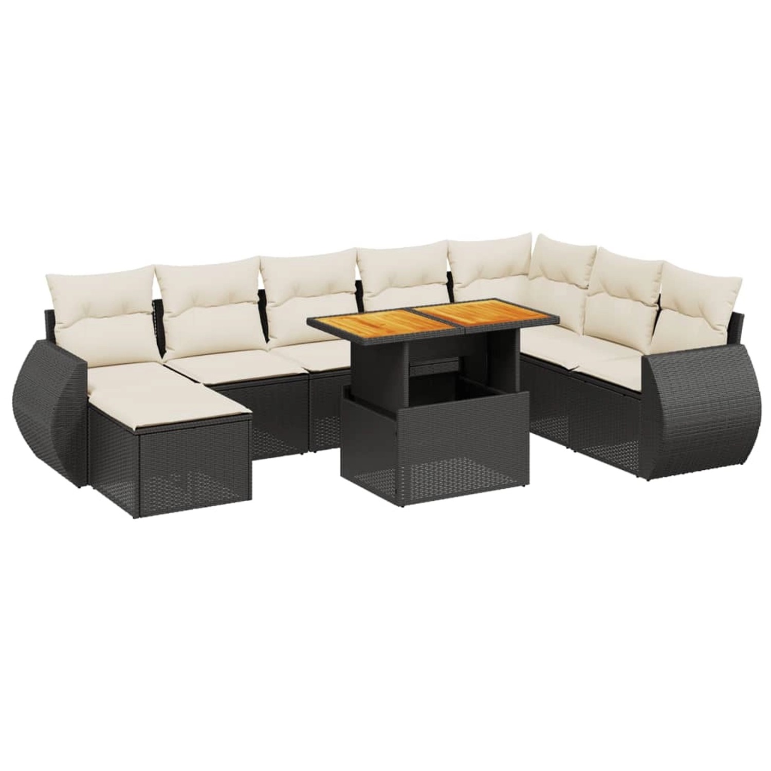 vidaXL 9-Tlg Garten-Sofagarnitur mit Kissen Schwarz Poly Rattan 3275849 günstig online kaufen