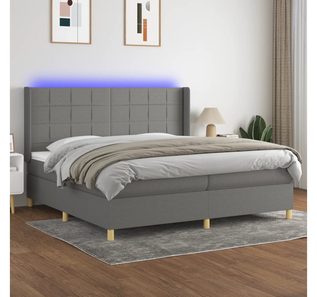 vidaXL Boxspringbett Boxspringbett mit Matratze LED Dunkelgrau 200x200 cm S günstig online kaufen