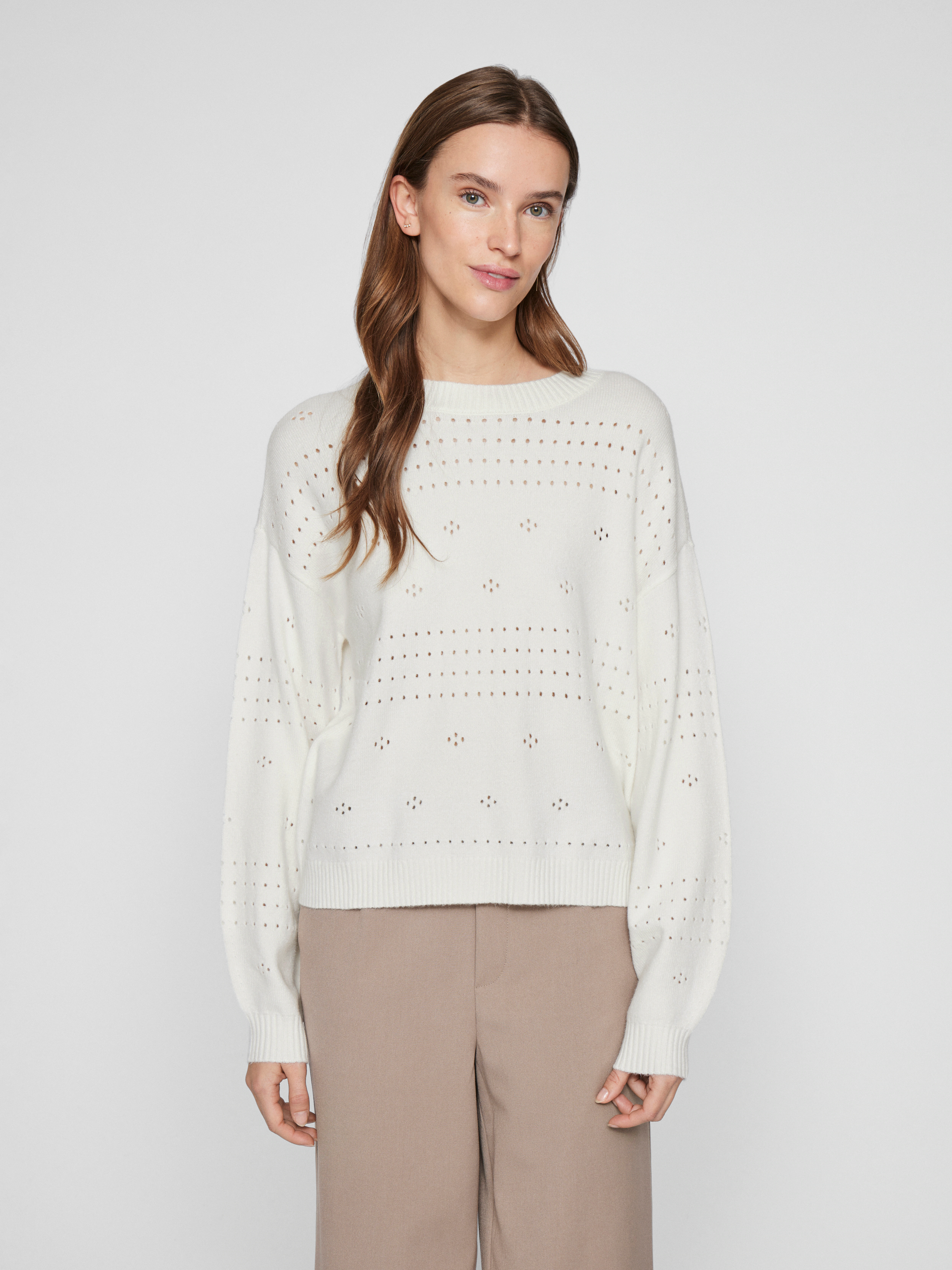 Vila Rundhalspullover "VIRIL L/S O-NECK POINTELLE KNIT TOP-NOOS" günstig online kaufen