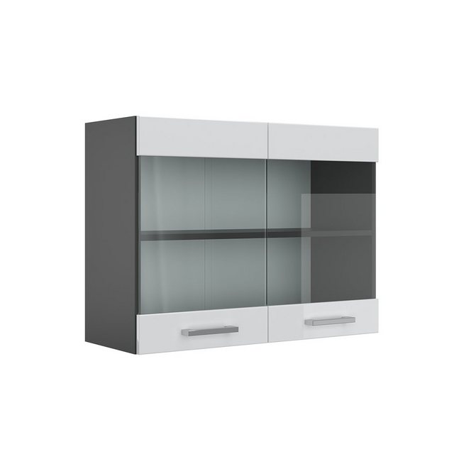 Vicco Glashängeschrank R-Line, Weiß Hochglanz/Anthrazit, 80 cm günstig online kaufen