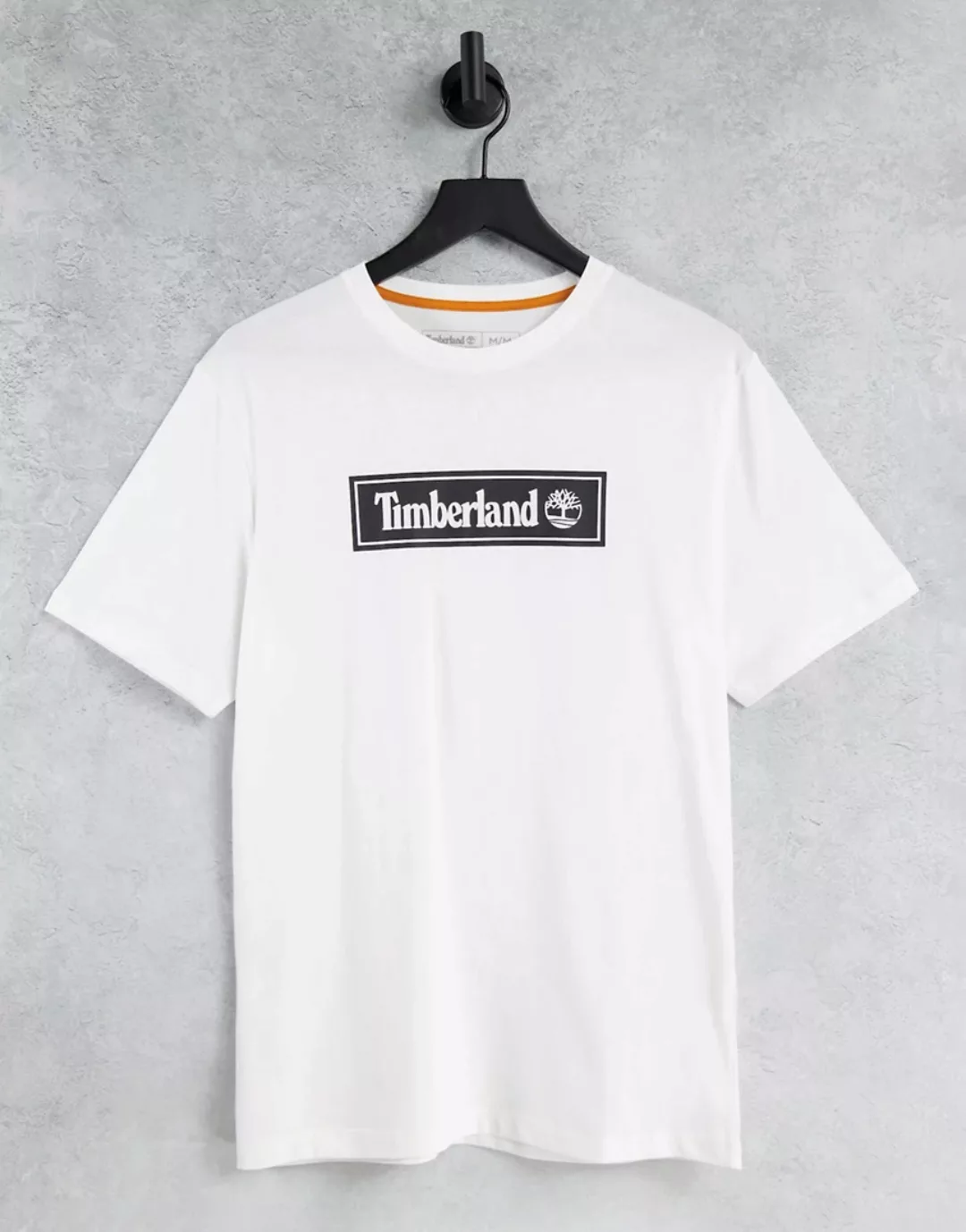 Timberland – Linear – Weißes Logo-T-Shirt günstig online kaufen