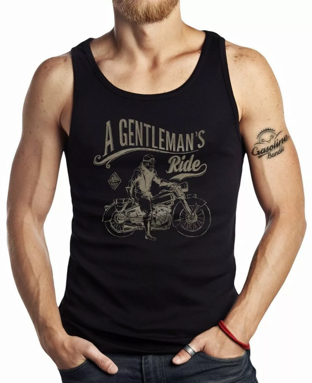 GASOLINE BANDIT® Tanktop für Biker Racer Motorrad Fans: A Gentleman's Ride günstig online kaufen