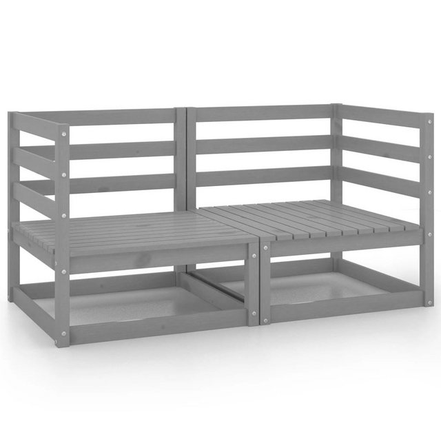 furnicato Ecksofa Garten-Ecksofas 2 Stk. Grau Massivholz Kiefer, 1 Teile günstig online kaufen