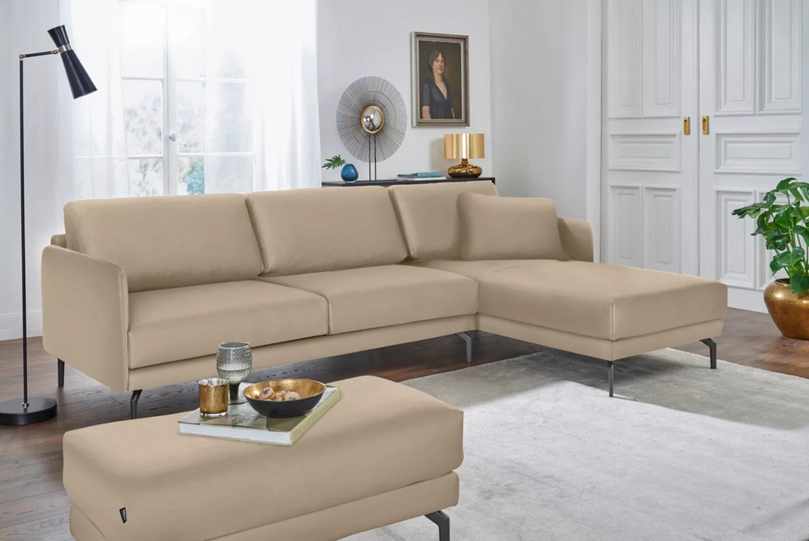 hülsta sofa Ecksofa "hs.450", Armlehne sehr schmal, Breite 274 cm, Alugussf günstig online kaufen