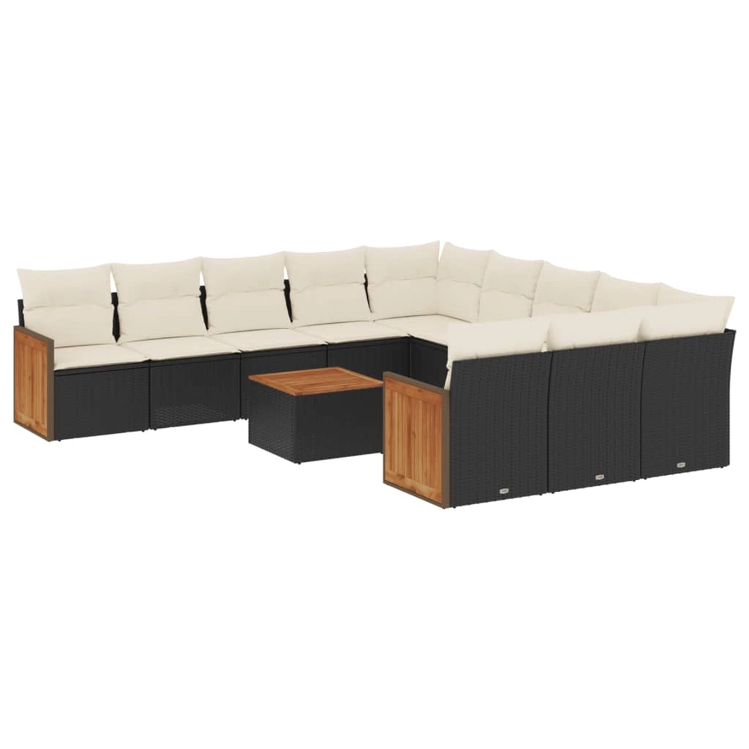 vidaXL 12-Tlg Garten-Sofagarnitur mit Kissen Schwarz Poly Rattan 3228114 günstig online kaufen