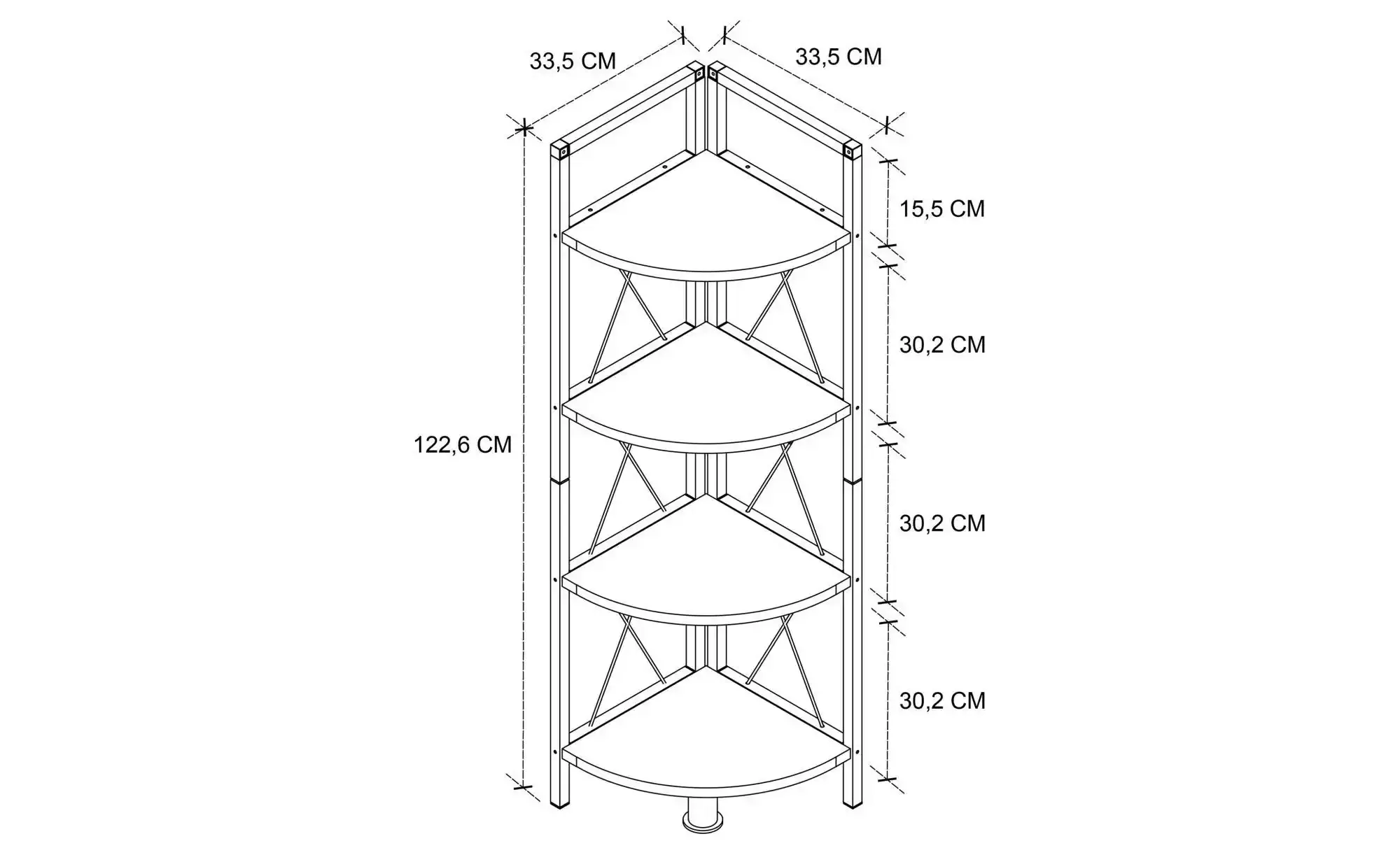 Eckregal ¦ holzfarben ¦ Maße (cm): B: 34 H: 123 Regale > Standregale - Höff günstig online kaufen