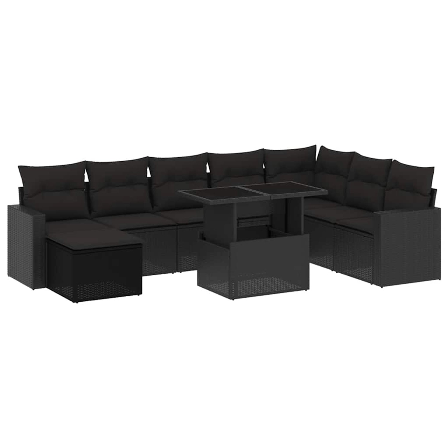 vidaXL 9-Tlg Garten-Sofagarnitur mit Kissen Schwarz Poly Rattan 3267465 günstig online kaufen