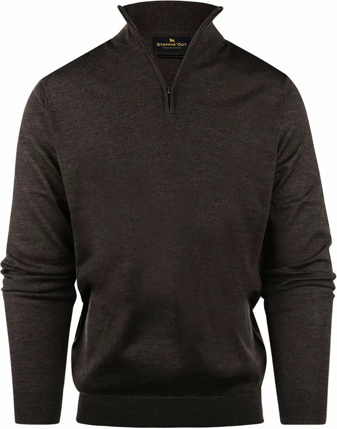 Steppin' Out Half Zip Pullover Merinowolle Braun - Größe 3XL günstig online kaufen