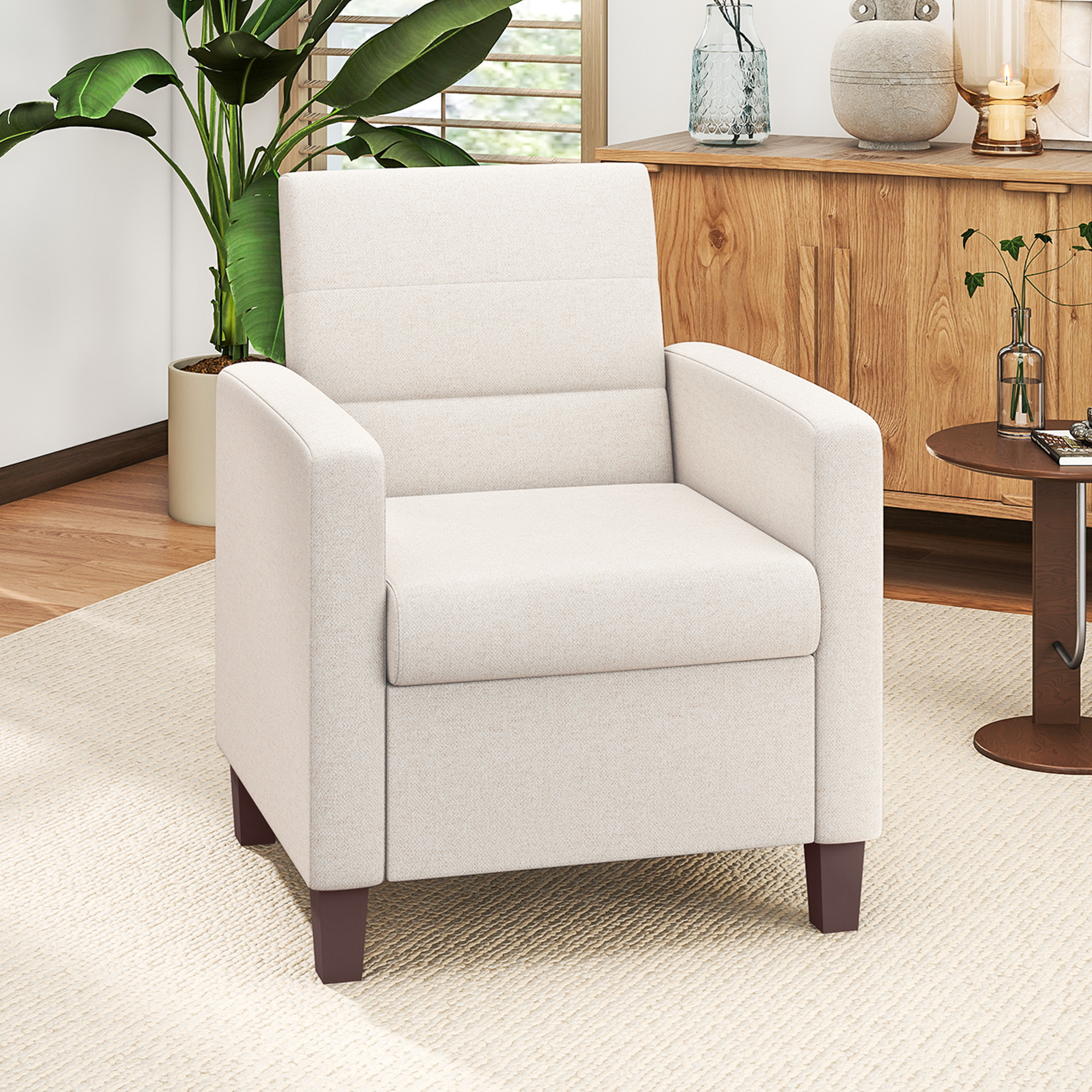 HOMCOM Sessel Loungesessel mit Armlehnen, Polstersessel mit Leinenoptik, Re günstig online kaufen