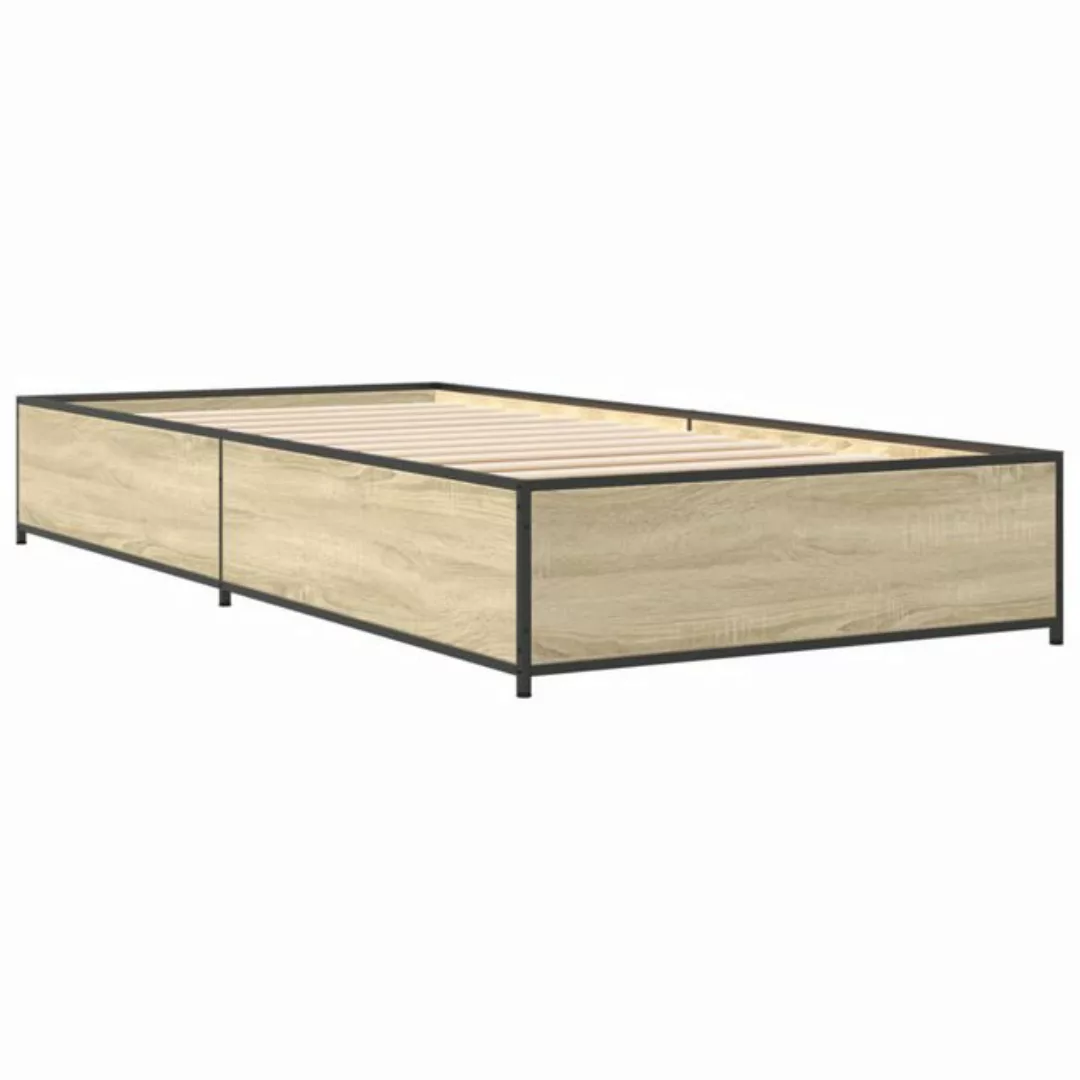 vidaXL Bett Bettgestell Sonoma-Eiche 90x190 cm Holzwerkstoff und Metall günstig online kaufen