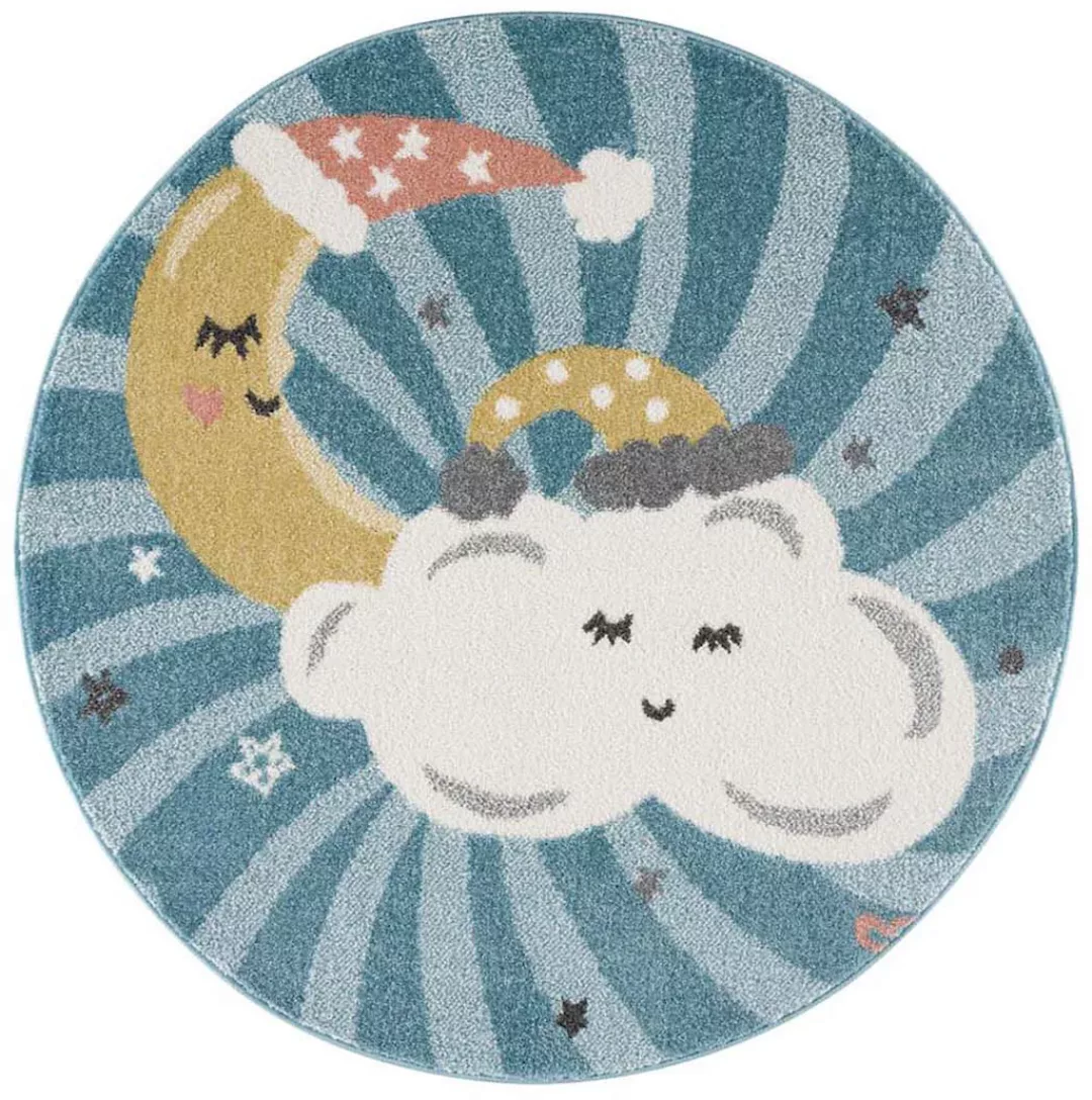 Carpet City Kinderteppich »Anime9380«, rund, 11 mm Höhe, Teppich Mond, Wolk günstig online kaufen