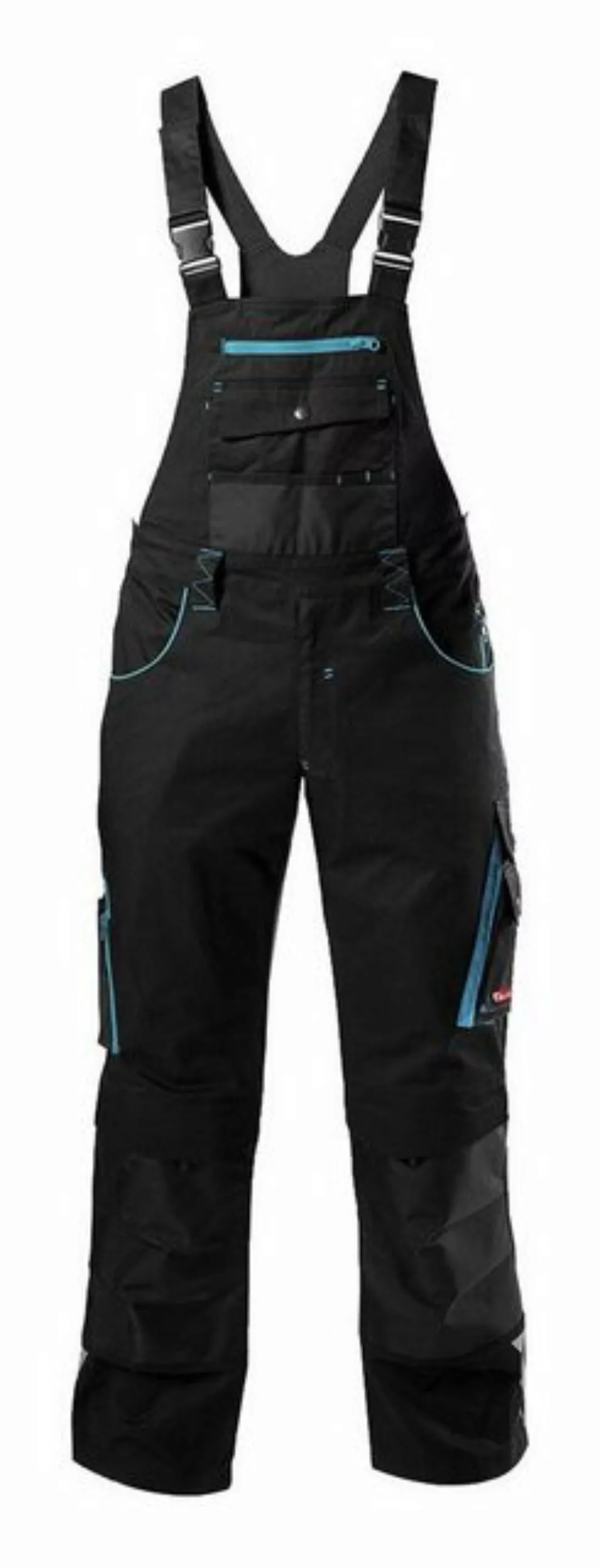 fortis Latzhose Herren twenty-four, schwarz/türkis, Größe 64 günstig online kaufen