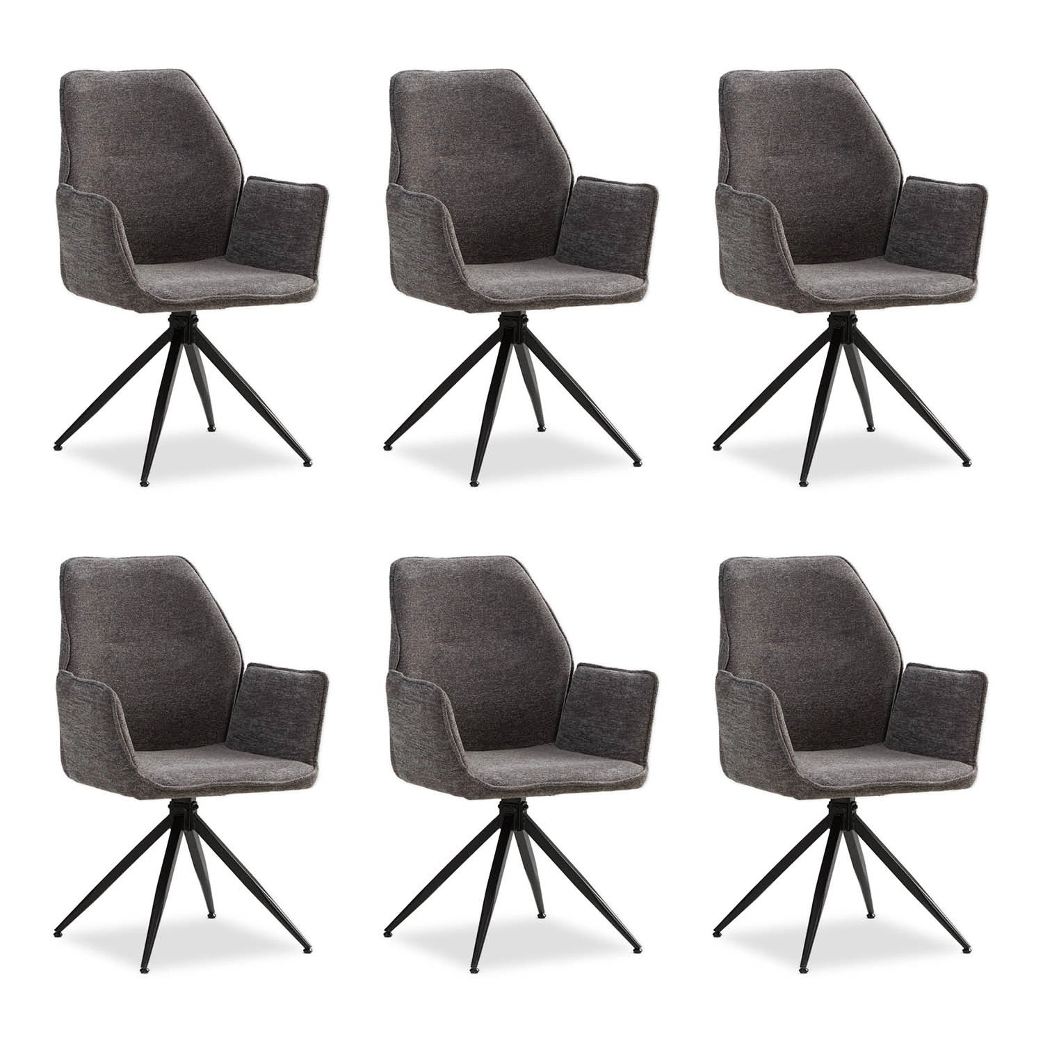 Homestyle4u 6er Set Polsterstühle Drehbar in Grau 2857 günstig online kaufen