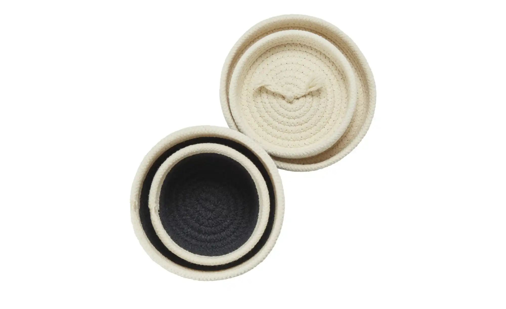 HOME STORY Aufbewahrungskorb  2er-Set   ¦ schwarz ¦ Polyester,Baumwolle ¦ M günstig online kaufen