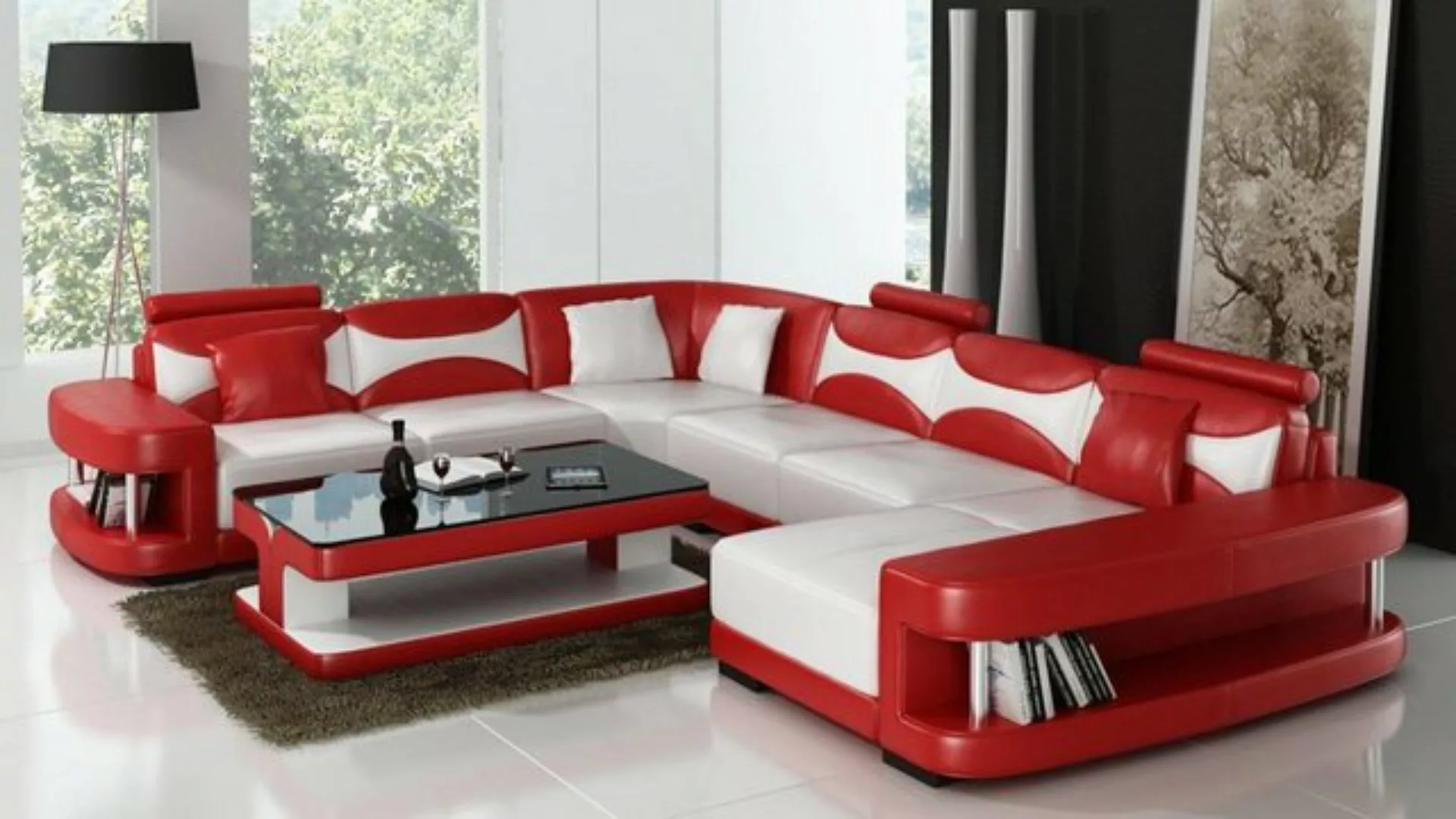 JVmoebel Ecksofa XXL Wohnlandschaft U Form Ecksofa Sofa Couch Polster Leder günstig online kaufen