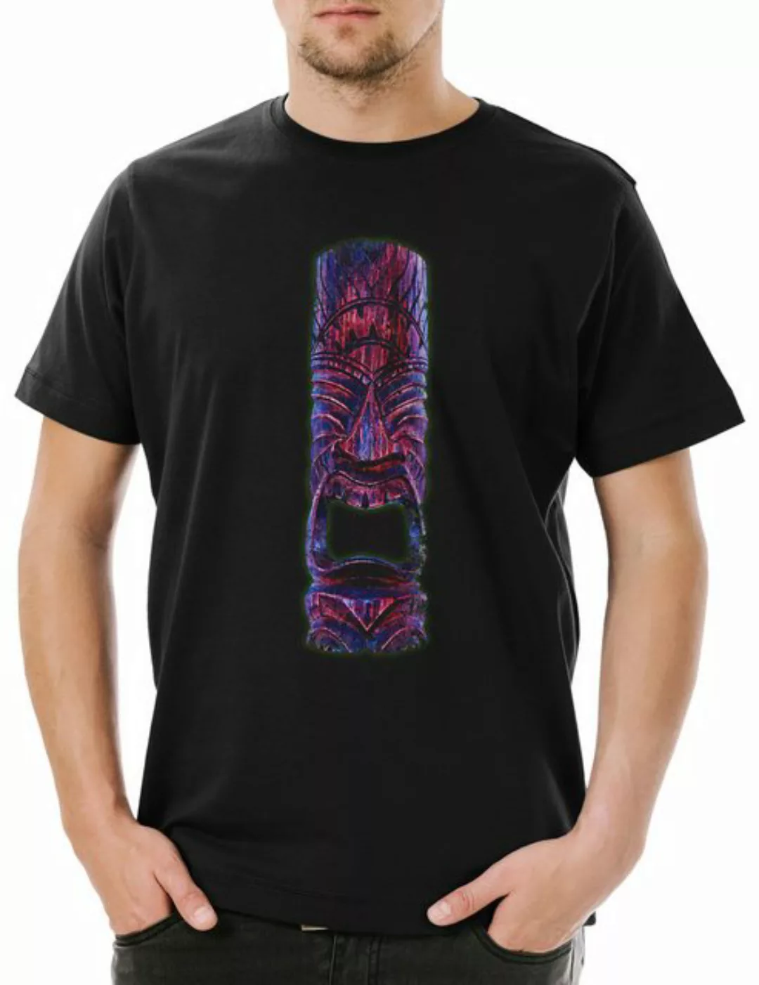 Urban Backwoods Print-Shirt Tiki Head I Herren T-Shirt Maori Hawaii Tattoo günstig online kaufen