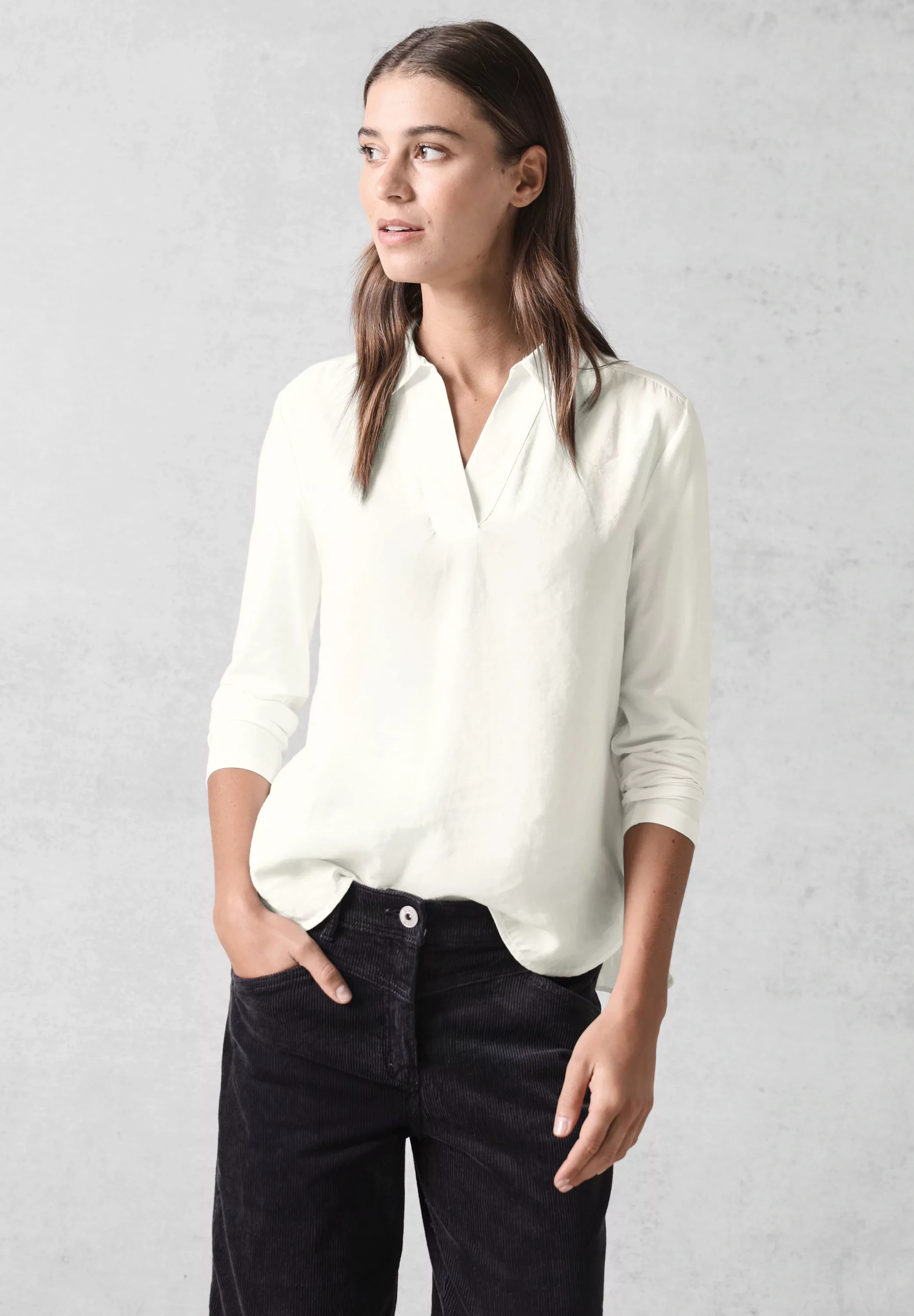 Cecil Klassische Bluse Solid Blouse w. Jersey Sleeves günstig online kaufen