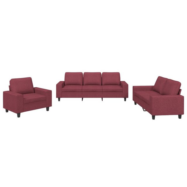 vidaXL Sofa, 3-tlg. Sofagarnitur Weinrot Stoff günstig online kaufen