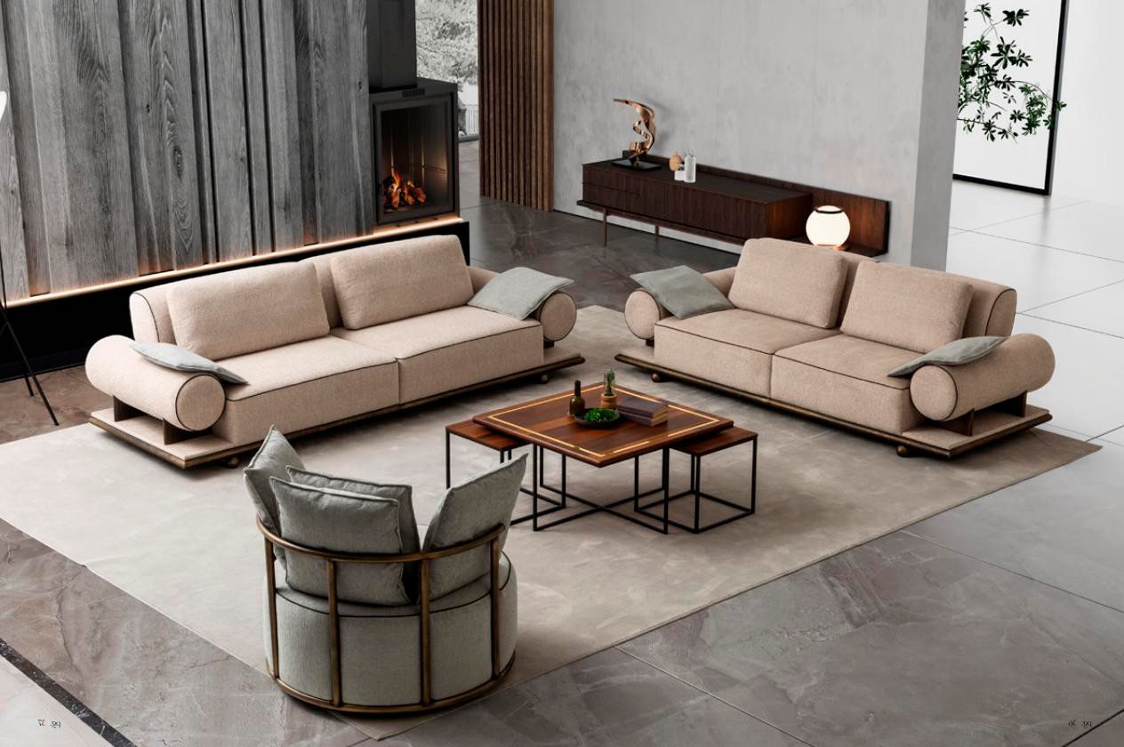 Xlmoebel Sofa Elegante Sitzgruppe Sofa Set Sofas 4 3 1 Platz Stoff 3-teilig günstig online kaufen