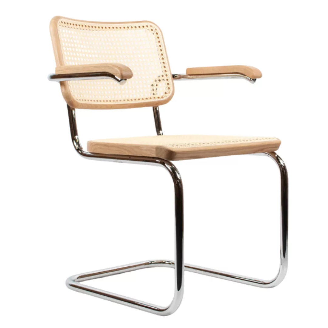 THONET S 64 V | Eiche Pure Materials | Stahlrohr-Freischwinger mit Armlehne günstig online kaufen