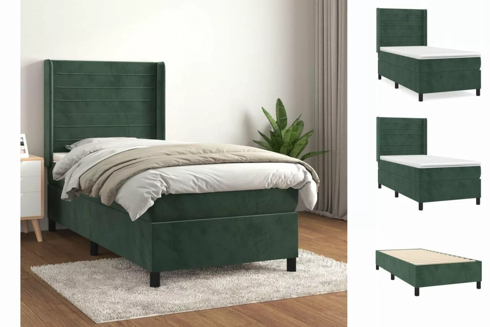 vidaXL Boxspringbett Bett Boxspringbett Samt komplett mit Matratze & Topper günstig online kaufen