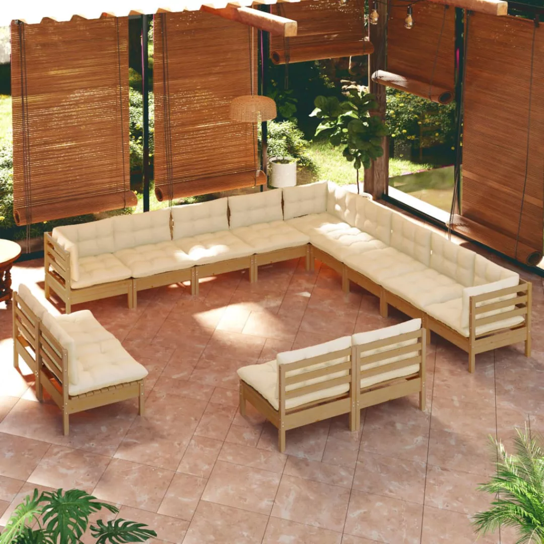 13-tlg. Garten-lounge-set Mit Kissen Honigbraun Kiefernholz günstig online kaufen