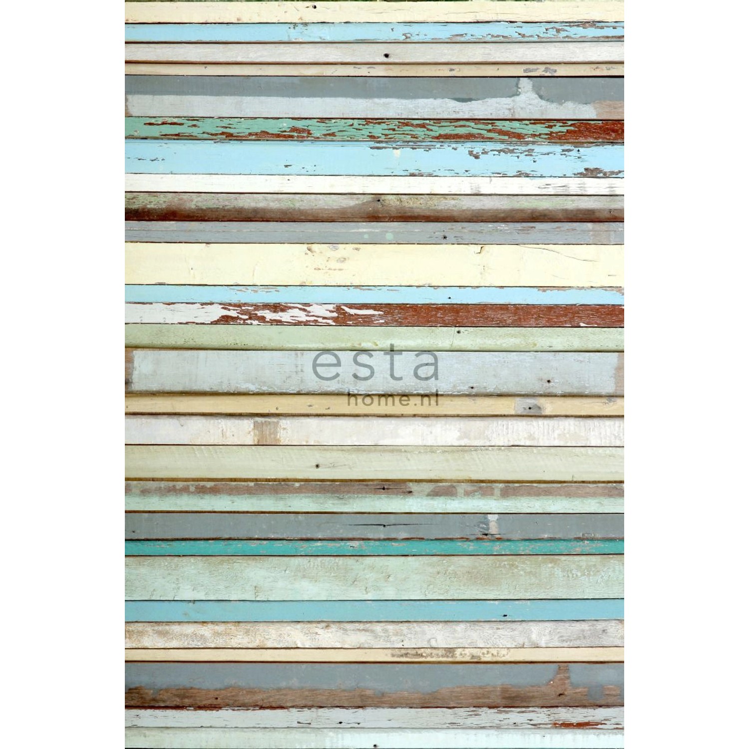 ESTAhome Fototapete Holz-Optik Blau Grau Pastellgelb und Mintgrün 186 cm x günstig online kaufen