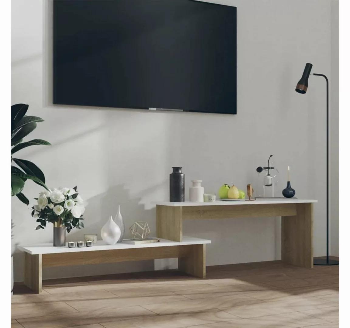 vidaXL TV-Schrank TV-Schrank Sonoma-Eiche Weiß 180x30x43 cm Holzwerkstoff ( günstig online kaufen