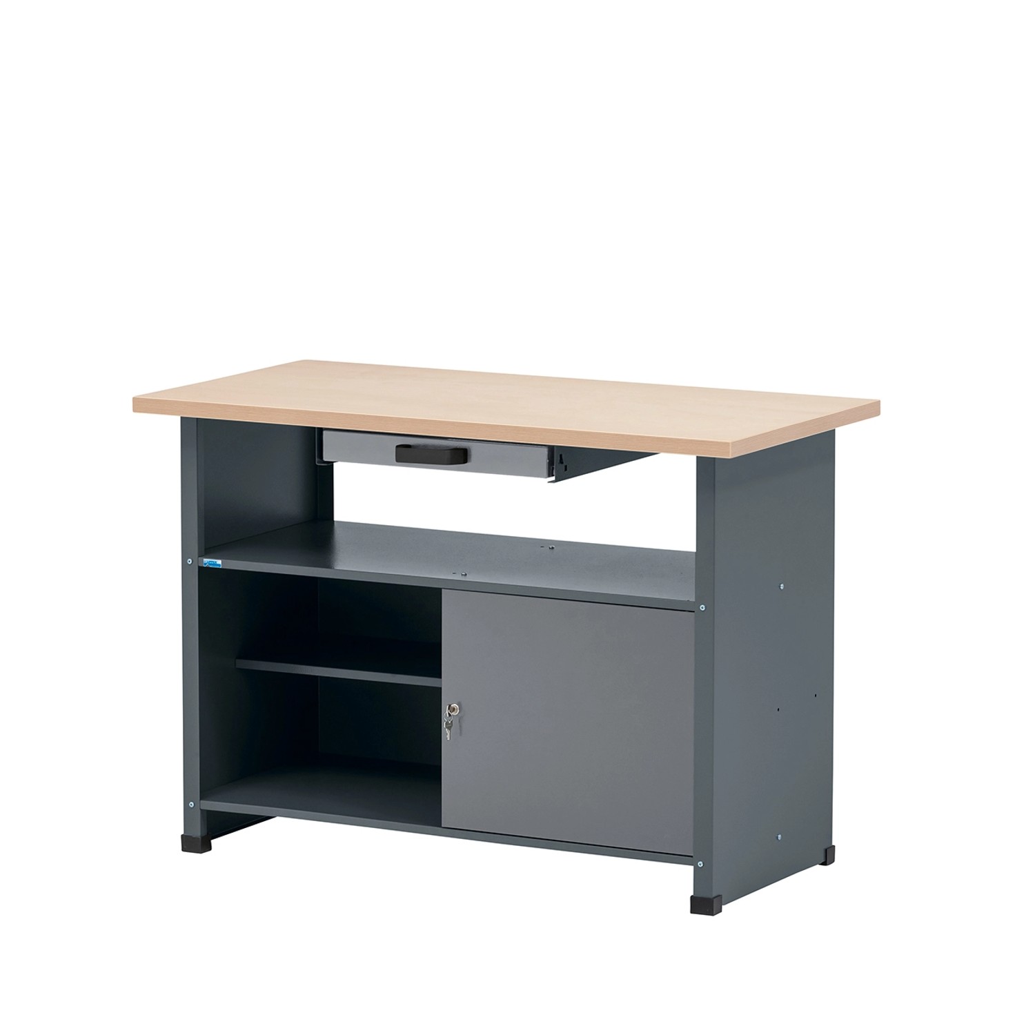 Küpper Werkbank 1-Türig 1 Schublade 84 x 120 x 60 cm Hellgrau-Anthrazitgrau günstig online kaufen