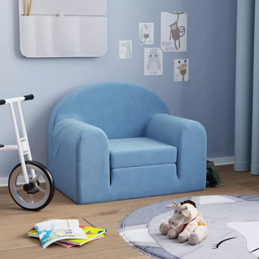 Vidaxl Kindersofa Blau Weich Plüsch günstig online kaufen