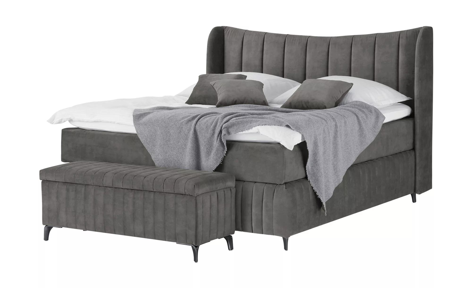 Kings and Queens Boxspringbett  Uldur ¦ grau ¦ Maße (cm): B: 194 H: 122 Bet günstig online kaufen