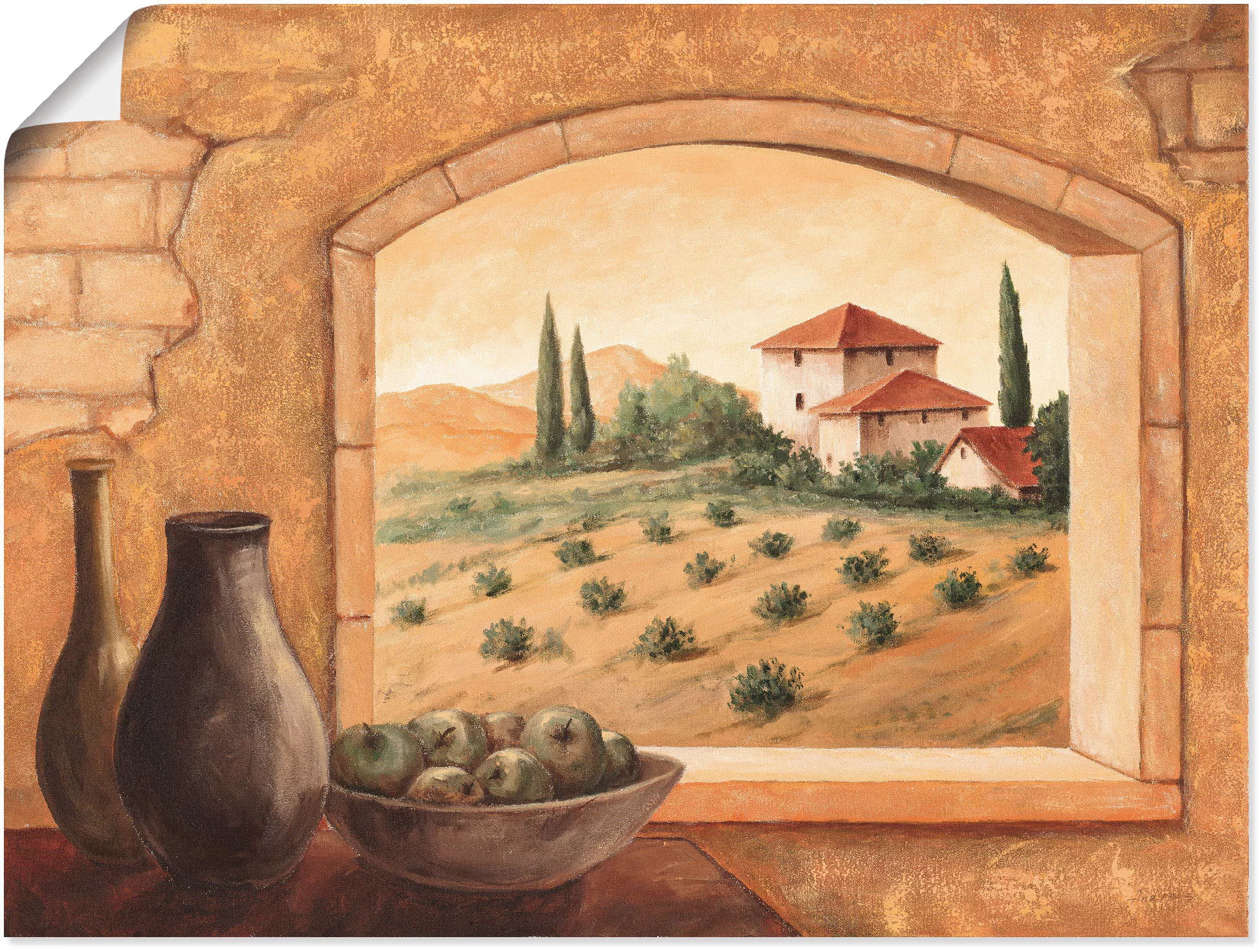 Artland Wandbild "Toskana", Fensterblick, (1 St.), als Alubild, Outdoorbild günstig online kaufen