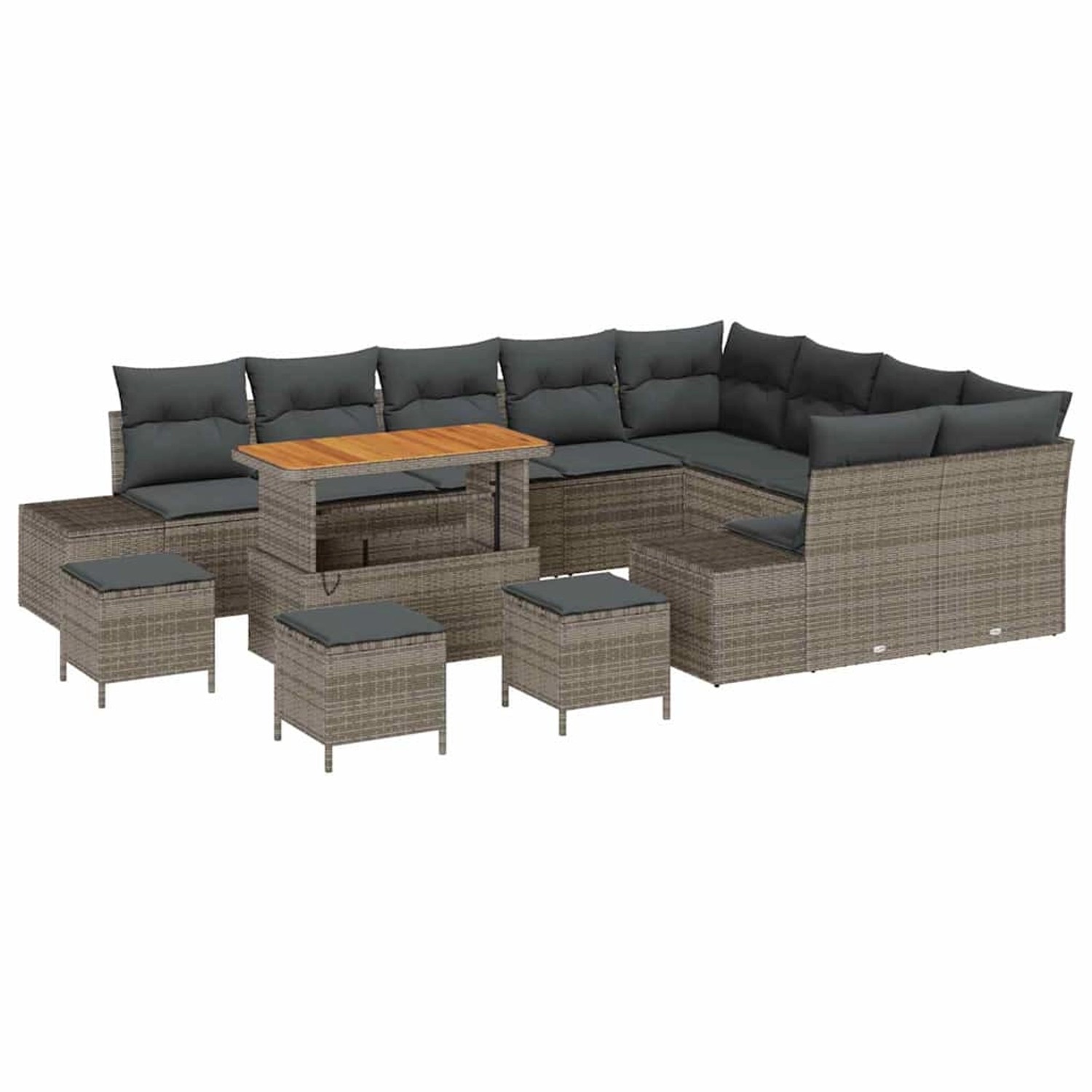vidaXL Garten-Sofa-Set mit Speicher 13-Tlg Grau Poly Rattan 3362833 günstig online kaufen