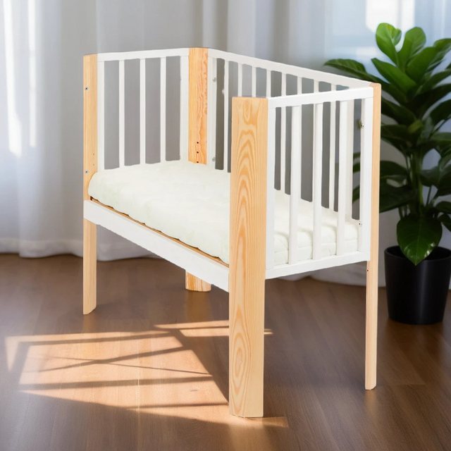 Babyhafen Beistellbett Baby Weiß, 40x90 Stubenbett Babybett Kinderbett Gurt günstig online kaufen