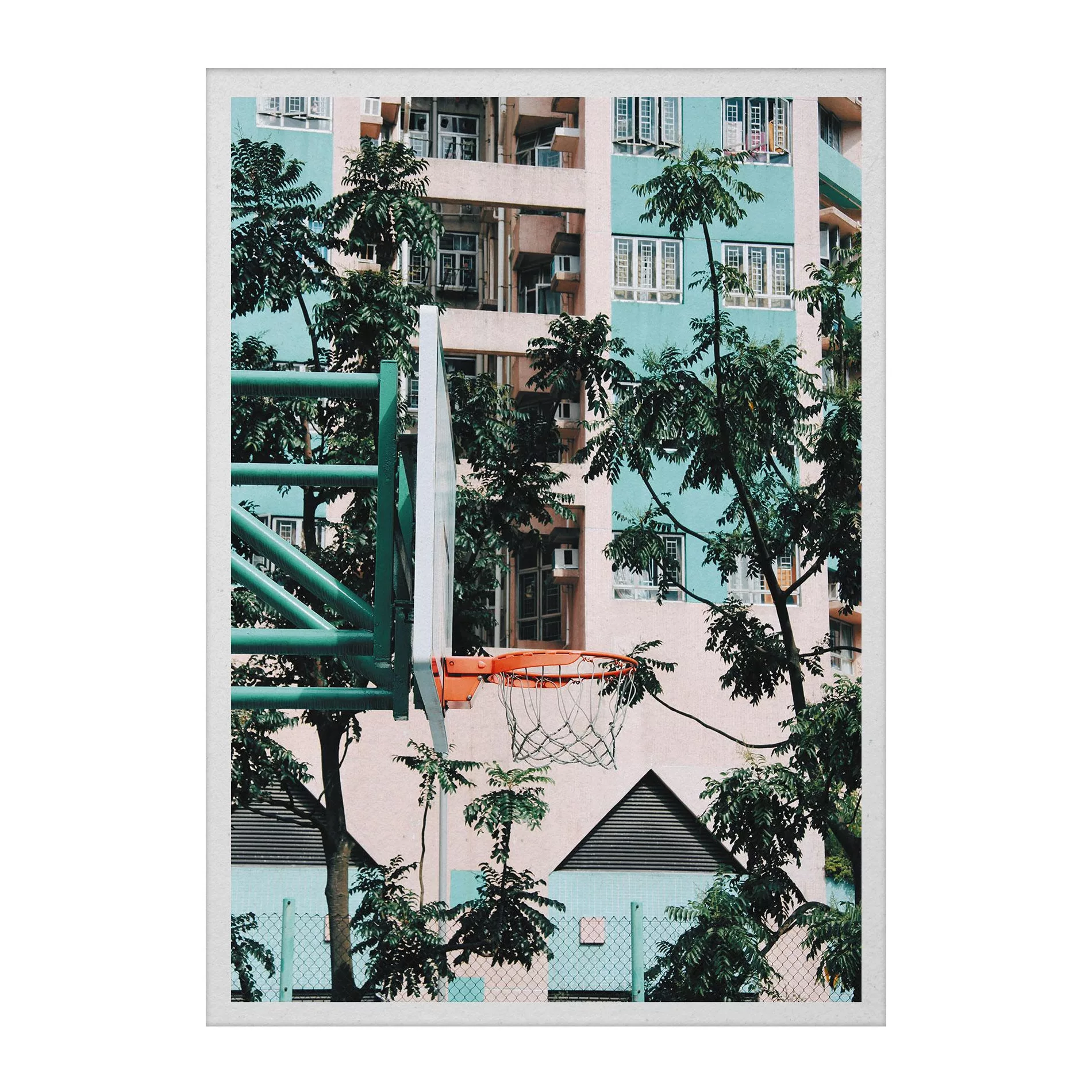 Paper Collective - Cities of Basketball 01 Kunstdruck 50x70cm - grün, blau, günstig online kaufen