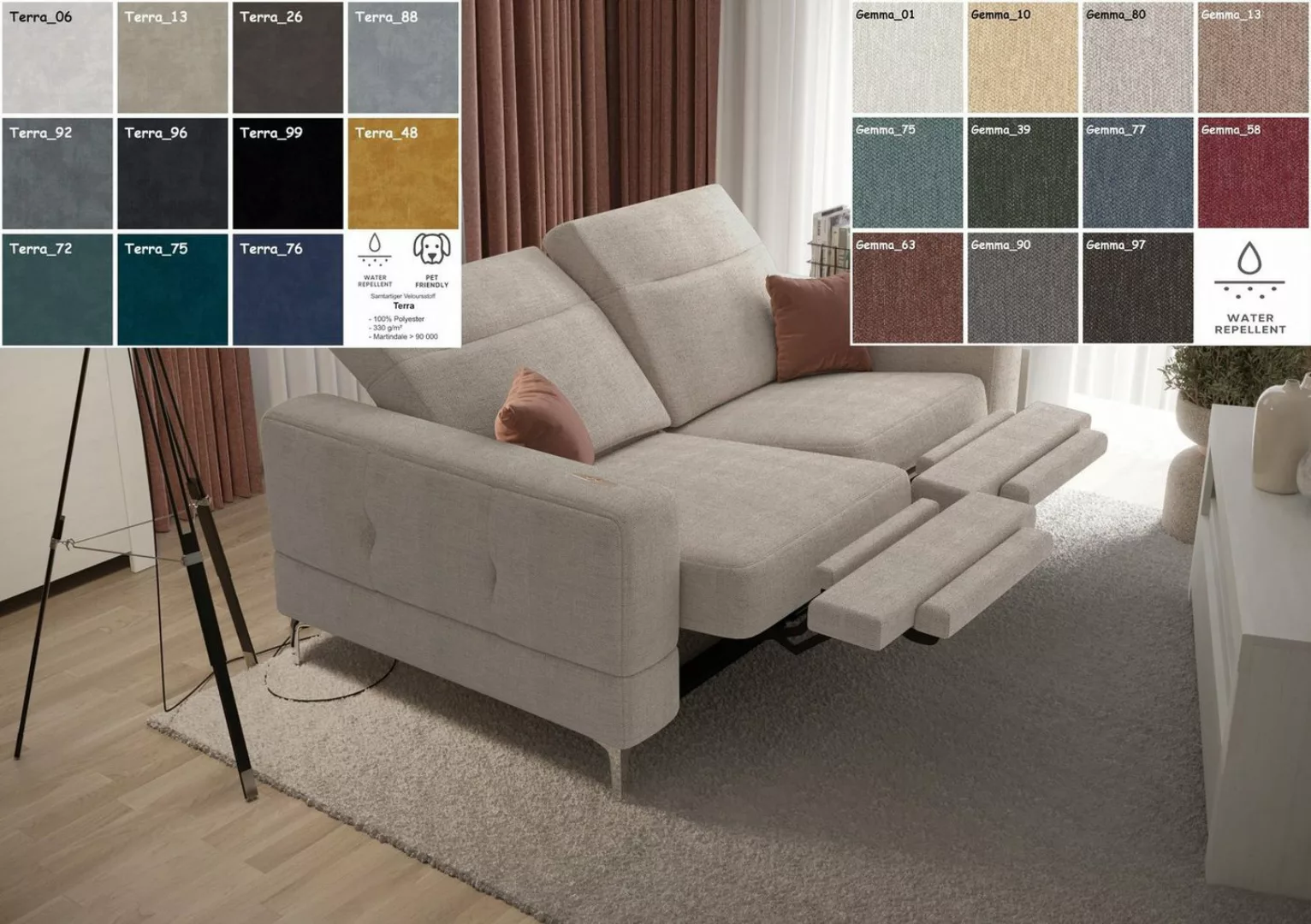Möbel für Dich Sofa Modernes Sofa Malibu 2 Relax, mit elektrischer Relaxfun günstig online kaufen