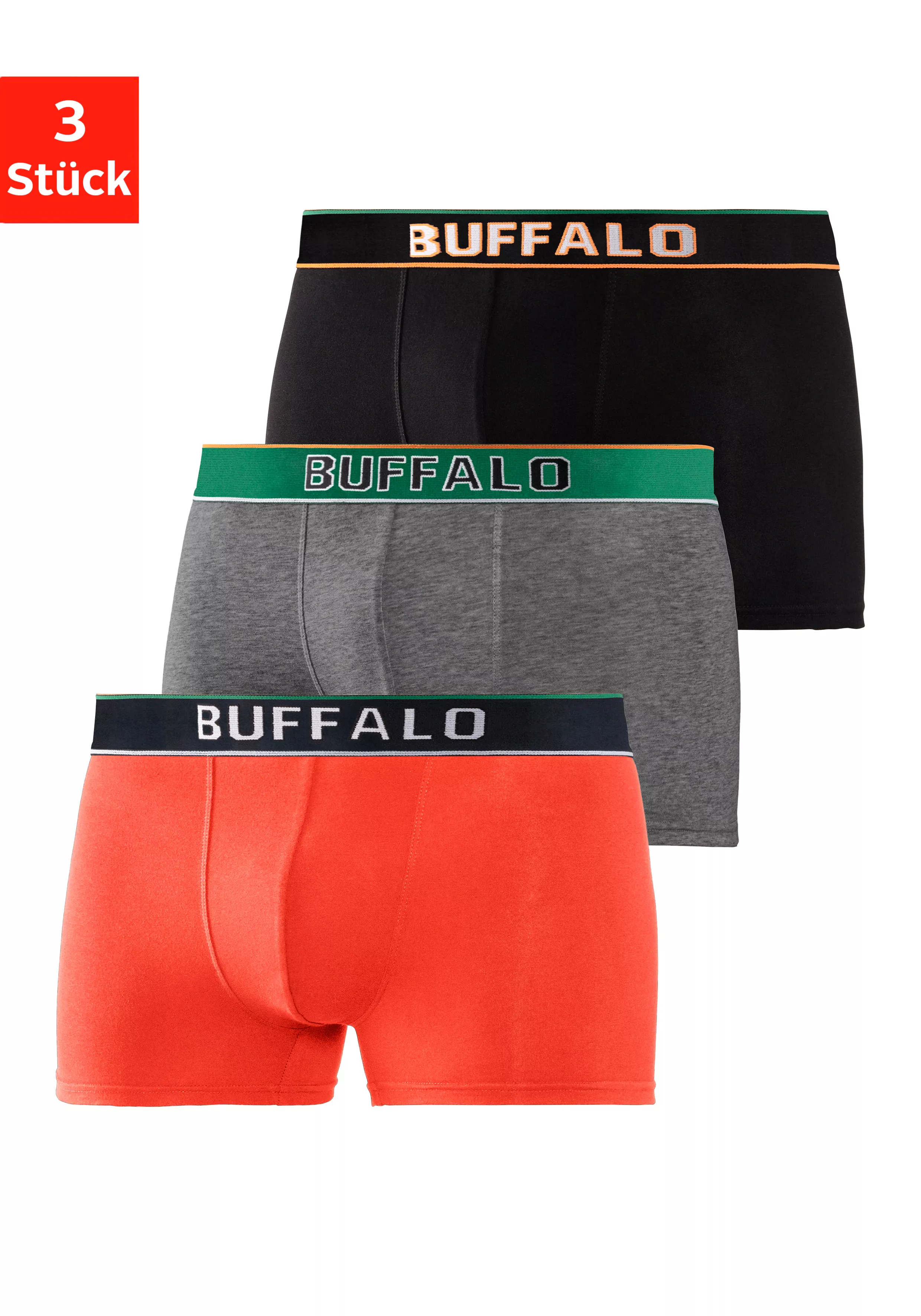 Buffalo Boxer "Boxershorts für Herren", (Packung, 3 St.), aus Baumwoll-Mix günstig online kaufen