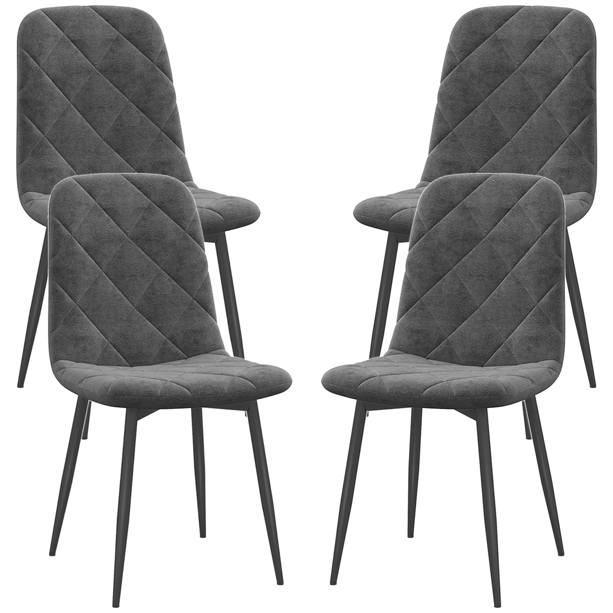 HOMCOM Esszimmerstühle 4er Set Küchenstuhl mit Rückenlehne, Samtoptik, Mode günstig online kaufen