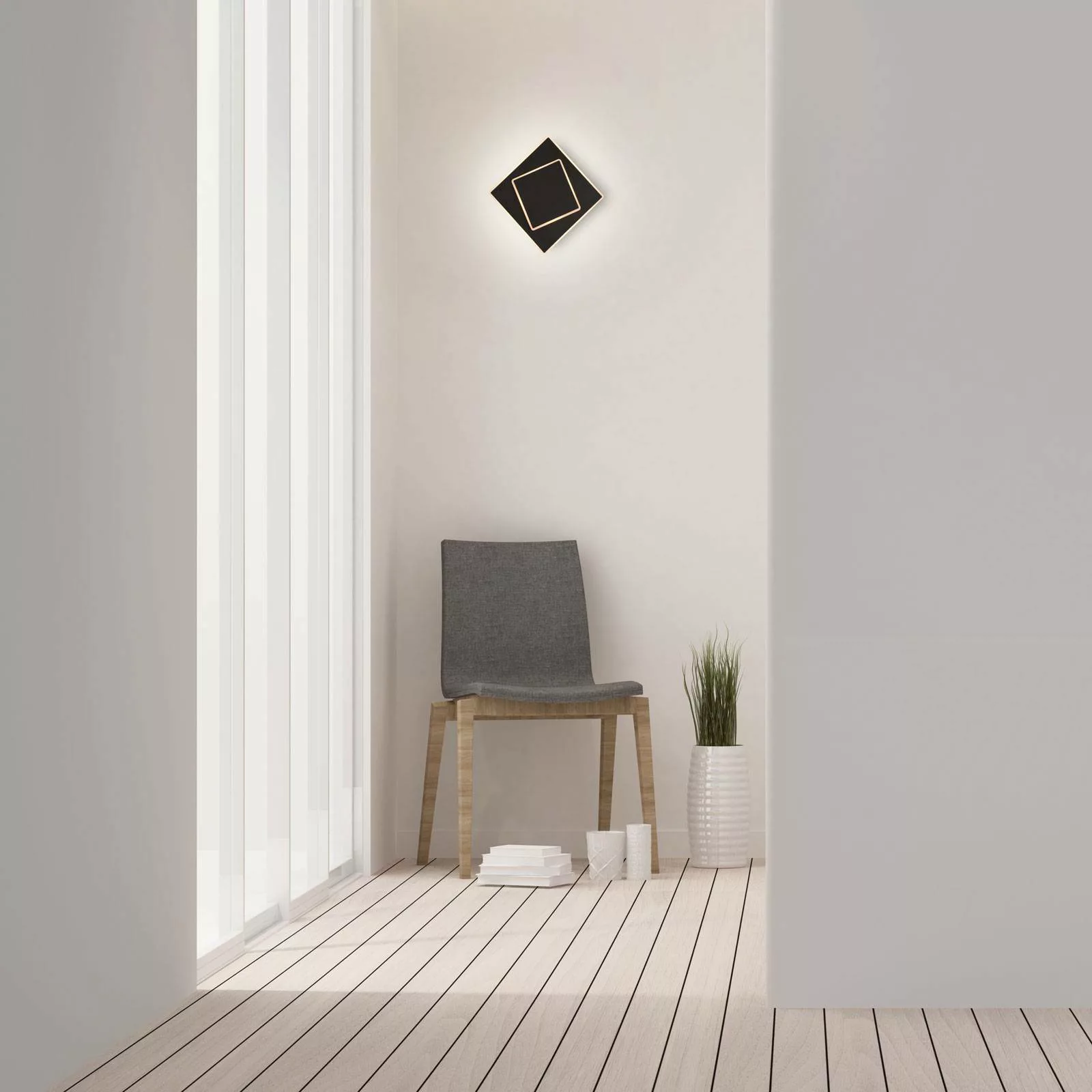 LED-Wandleuchte Dakla, schwarz, 18x18 cm günstig online kaufen