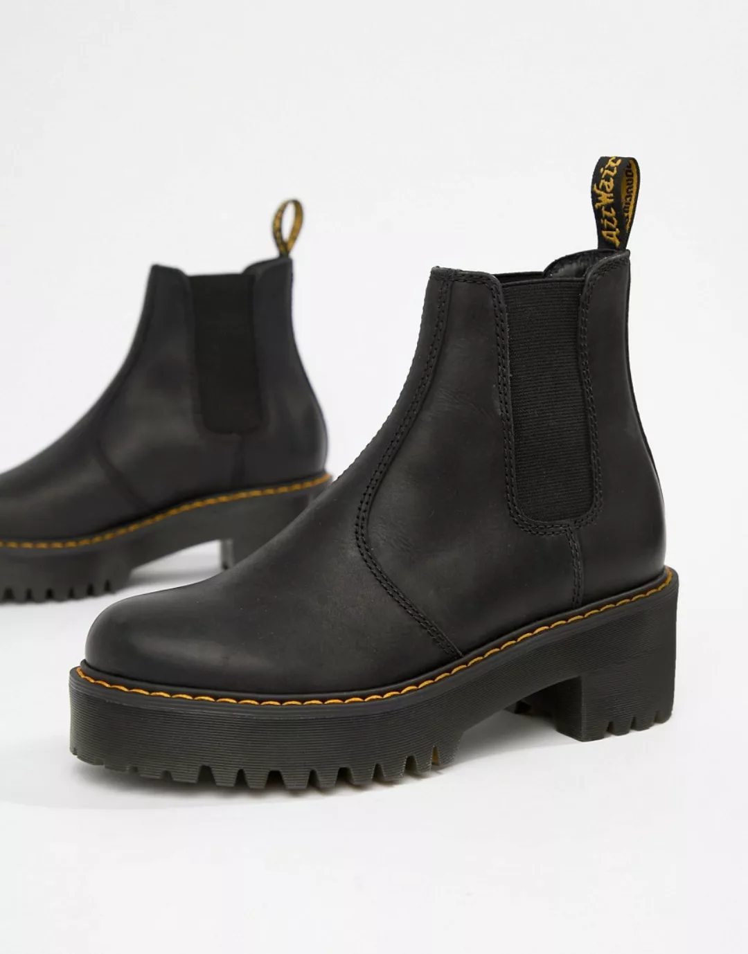 Dr Martens – Rometty – Chelsea-Stiefel aus schwarzem Leder mit Absatz günstig online kaufen
