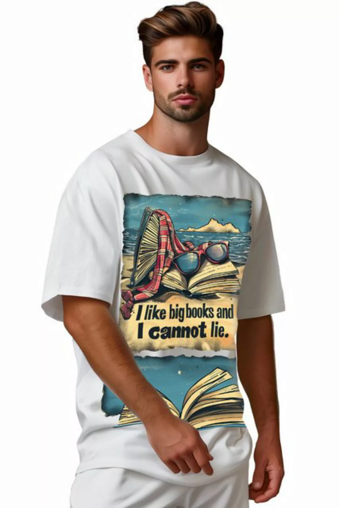 Reichstadt Print-Shirt Casual Oversize Shirt 24RS057 Beachside Booklover M günstig online kaufen