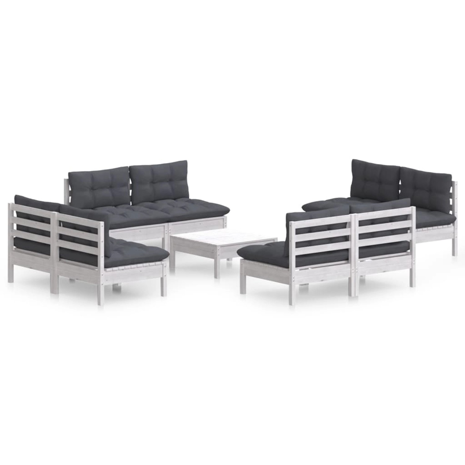 vidaXL 9-tlg Garten-Lounge-Set mit Anthrazit Kissen Kiefernholz Modell 1 günstig online kaufen