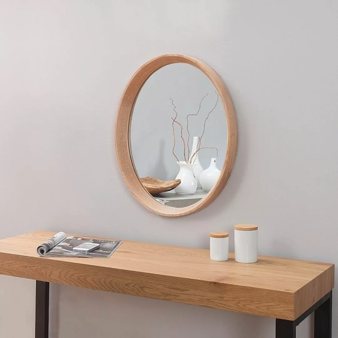 Wandspiegel OAKLEY Eiche massiv Holz Oval 43cm x 33cm günstig online kaufen