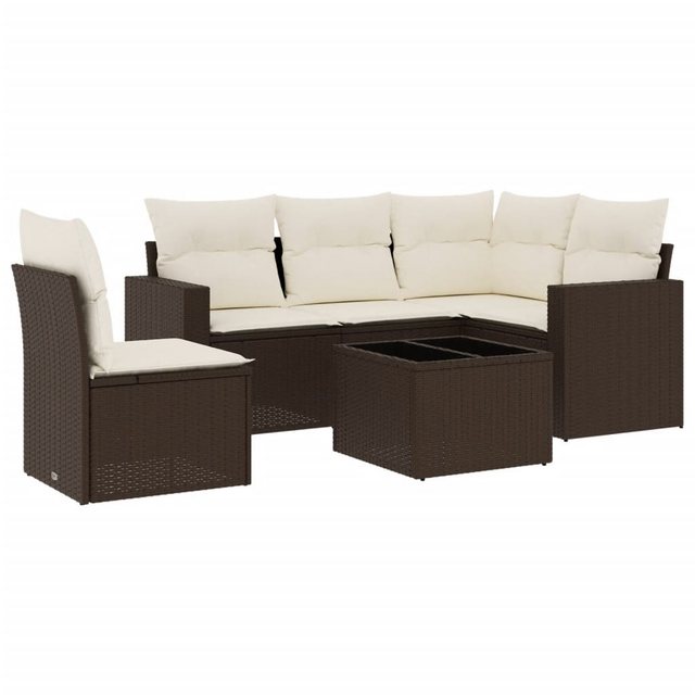 vidaXL Sofaelement 6-tlg. Garten-Sofagarnitur mit Kissen Braun Poly Rattan günstig online kaufen