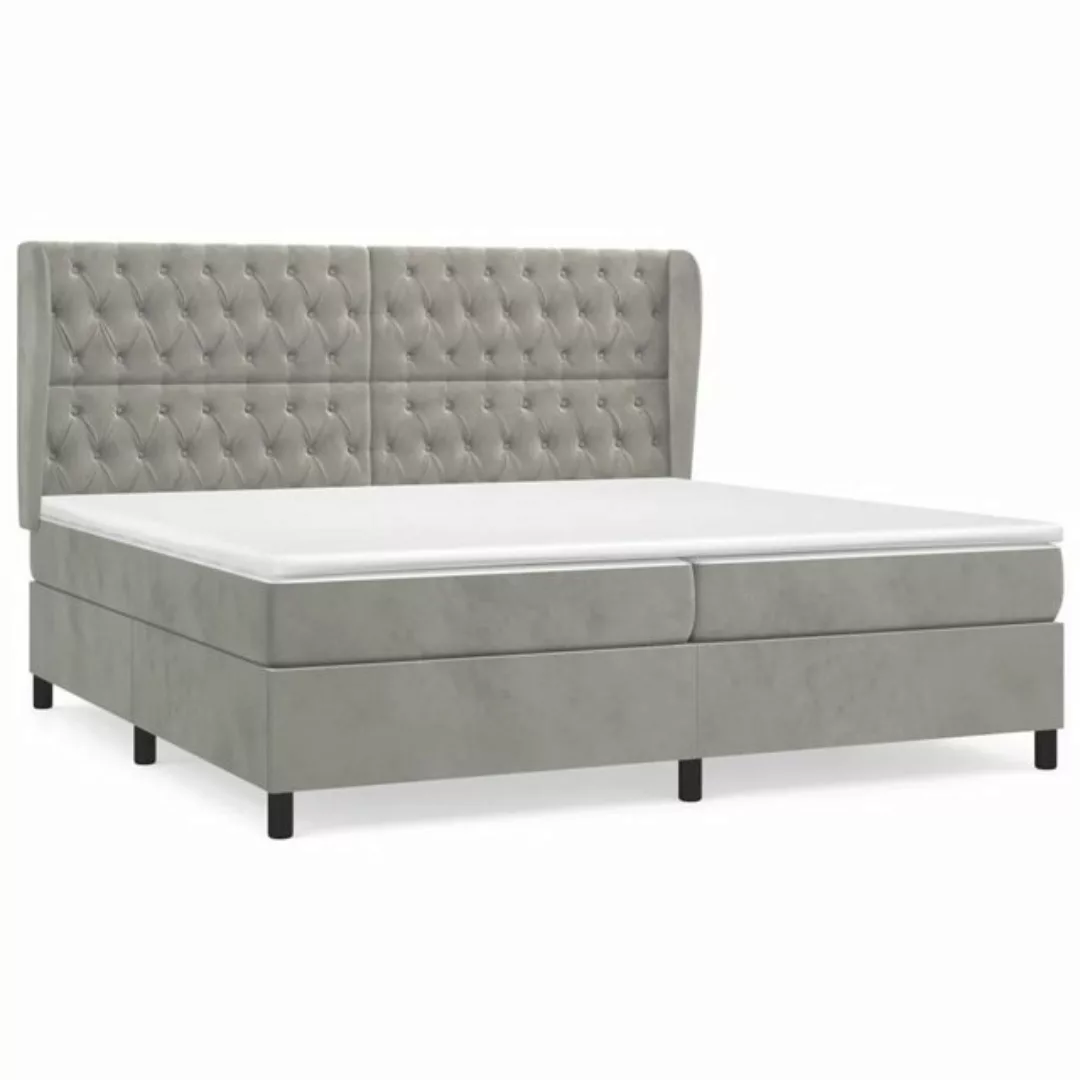 vidaXL Boxspringbett Boxspringbett mit Matratze Hellgrau 200x200 cm Samt Be günstig online kaufen