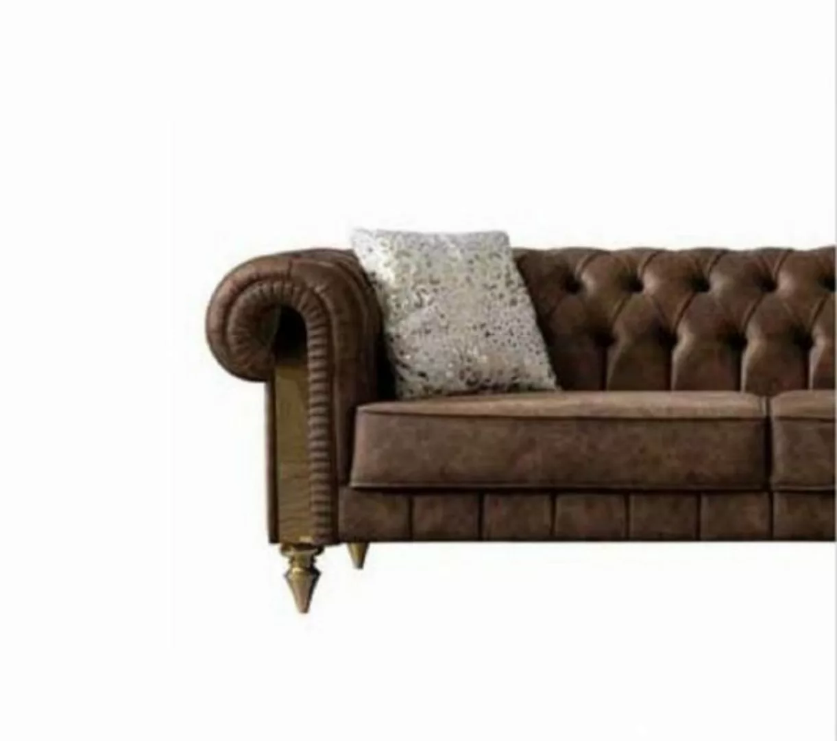 JVmoebel Chesterfield-Sofa Luxus Chesterfield Brauner Dreisitzer Sofa Texti günstig online kaufen