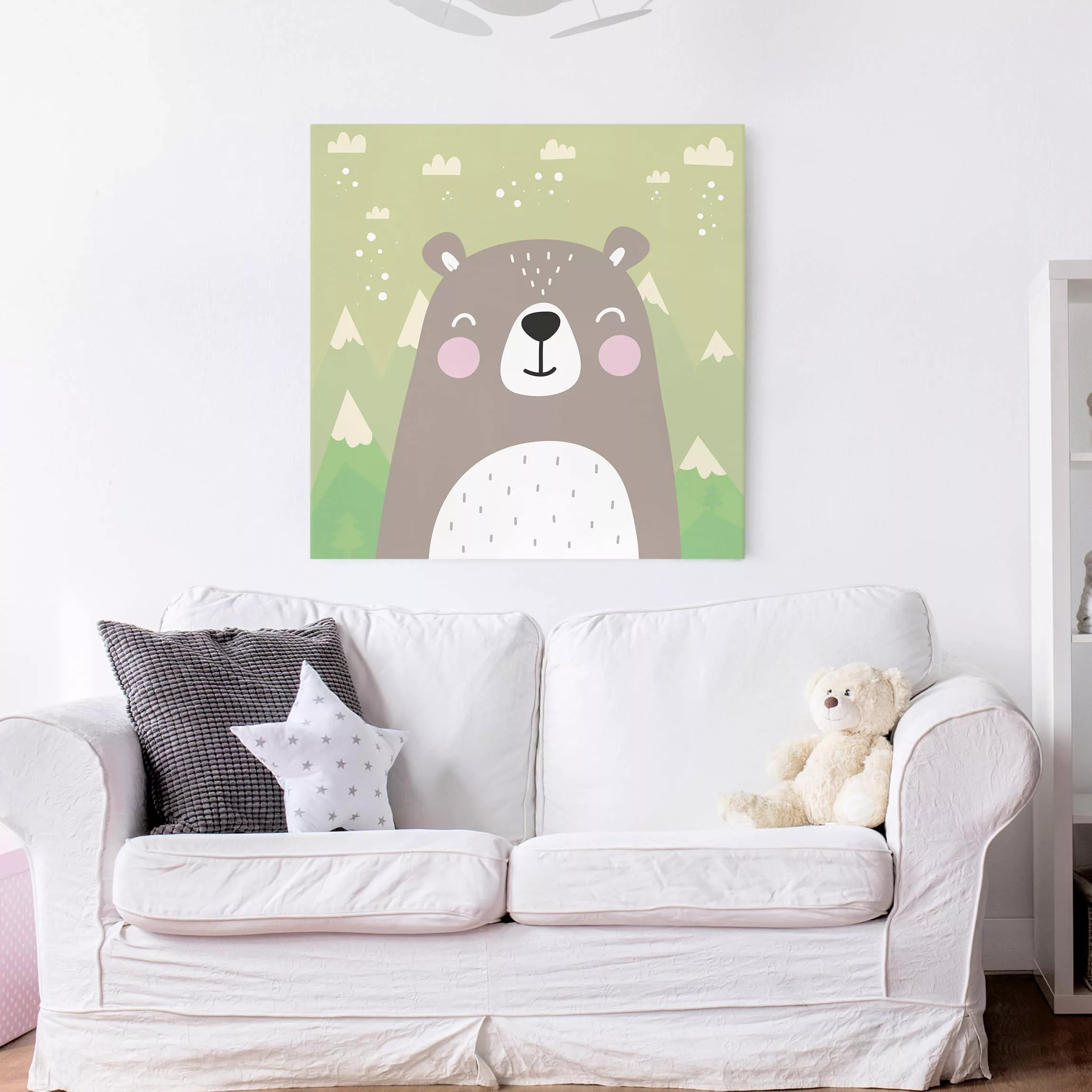 Leinwandbild Kinderzimmer - Quadrat Bärchen günstig online kaufen