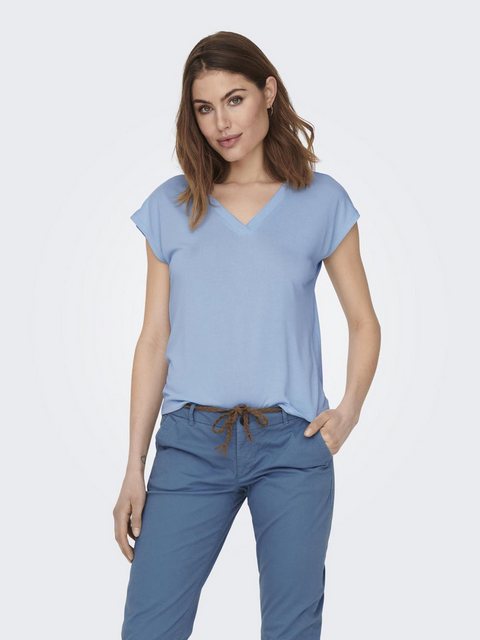 ONLY T-Shirt Basic Top mit V-Ausschnitt T-Shirt, kurze Ärmel ONLFREE LIFE S günstig online kaufen