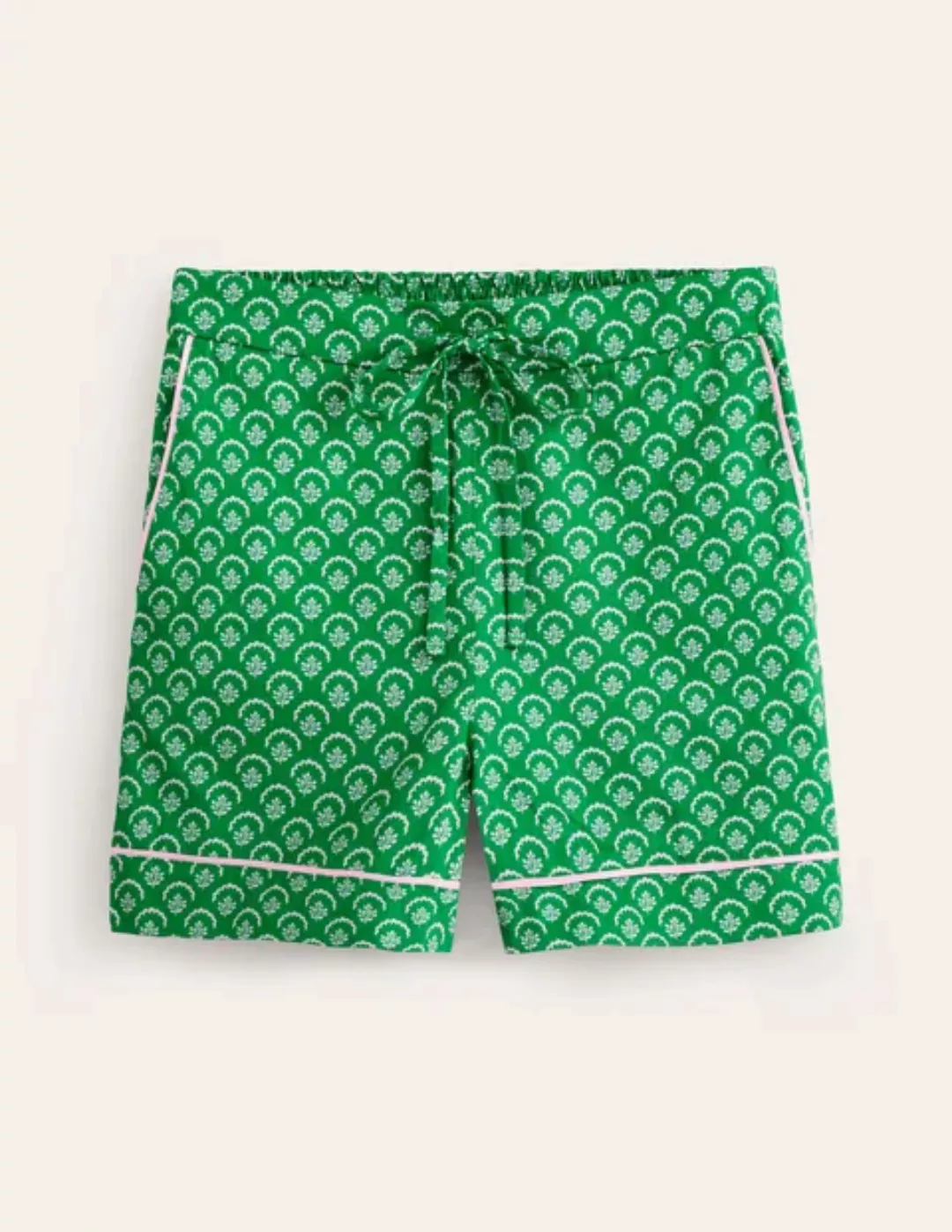 Schlafanzug-Shorts aus Baumwollsatin Damen Boden, Grün, kleiner Zweig günstig online kaufen